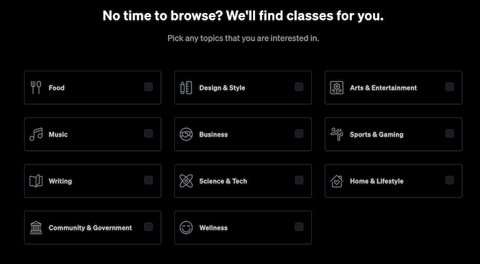 MasterClass Categories