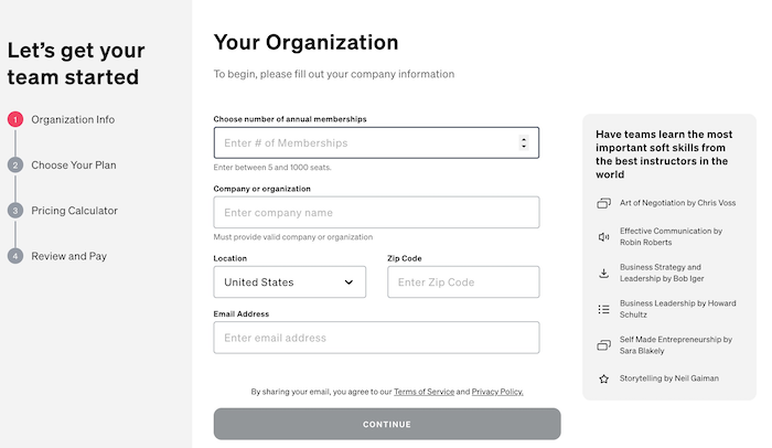 MasterClass Organization Application