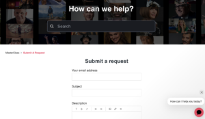 Masterclass refund submit a request