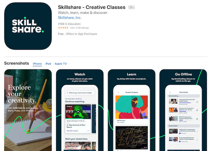 Skillshare mobile app