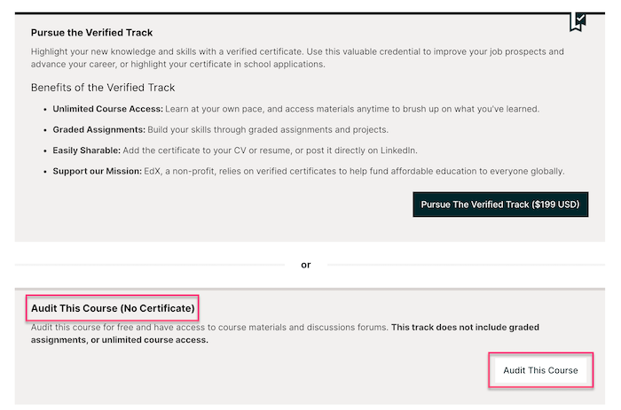 edX Audit this Course