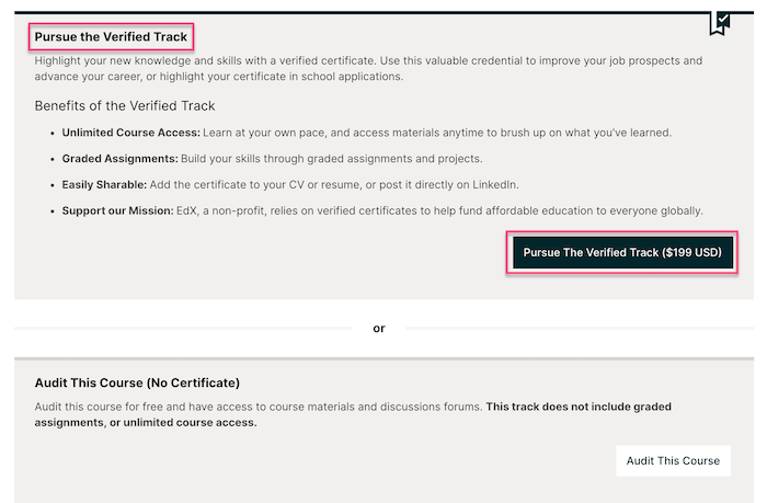 edX pursue the verified track