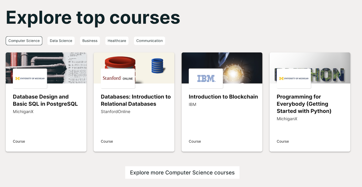 edX Explore top courses