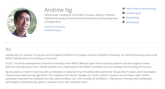 Coursera instructor bio