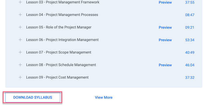 Simplilearn download syllabus