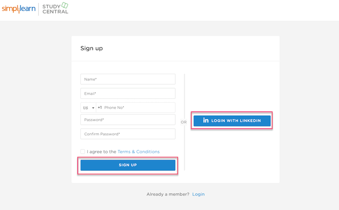 Simplilearn sign up