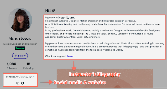 Skillshare instructor profile