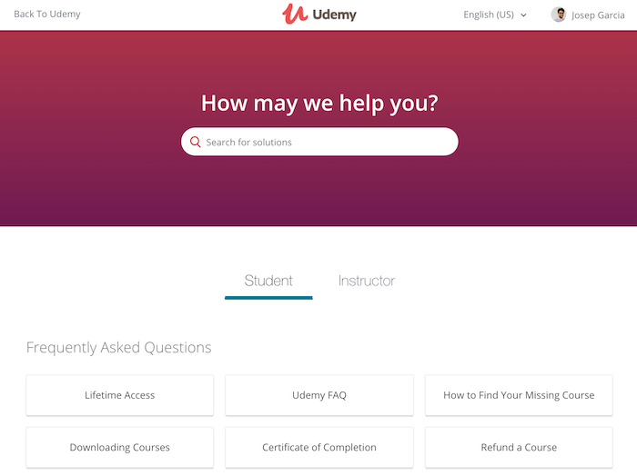 Udemy support