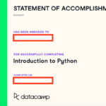 Datacamp Statement of accomplishment