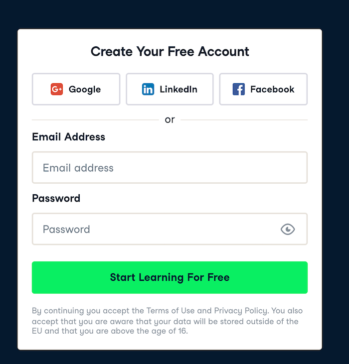 Datacamp Sign Up