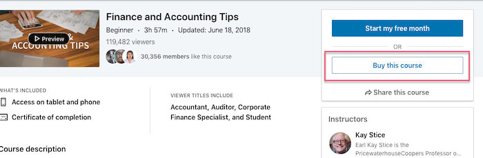 linkedin learning buy this course