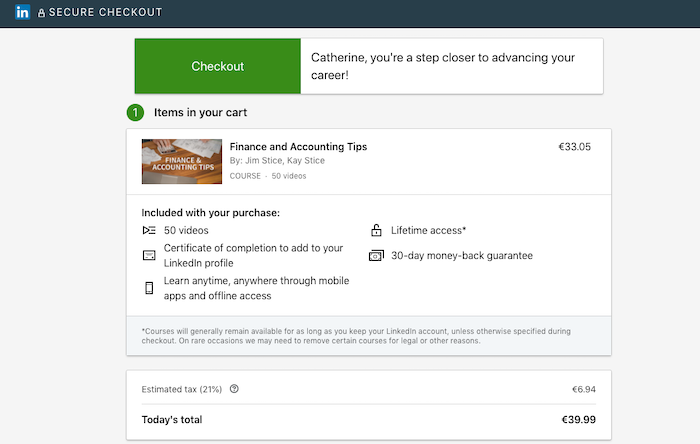 linkedin learning secure checkout