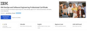 IBM DevOps Software Engineering Professional Certificate