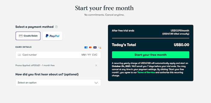 Skillshare start free month