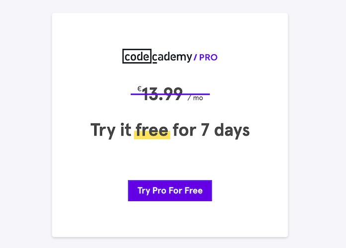 Codeacdemy Try Pro For Free