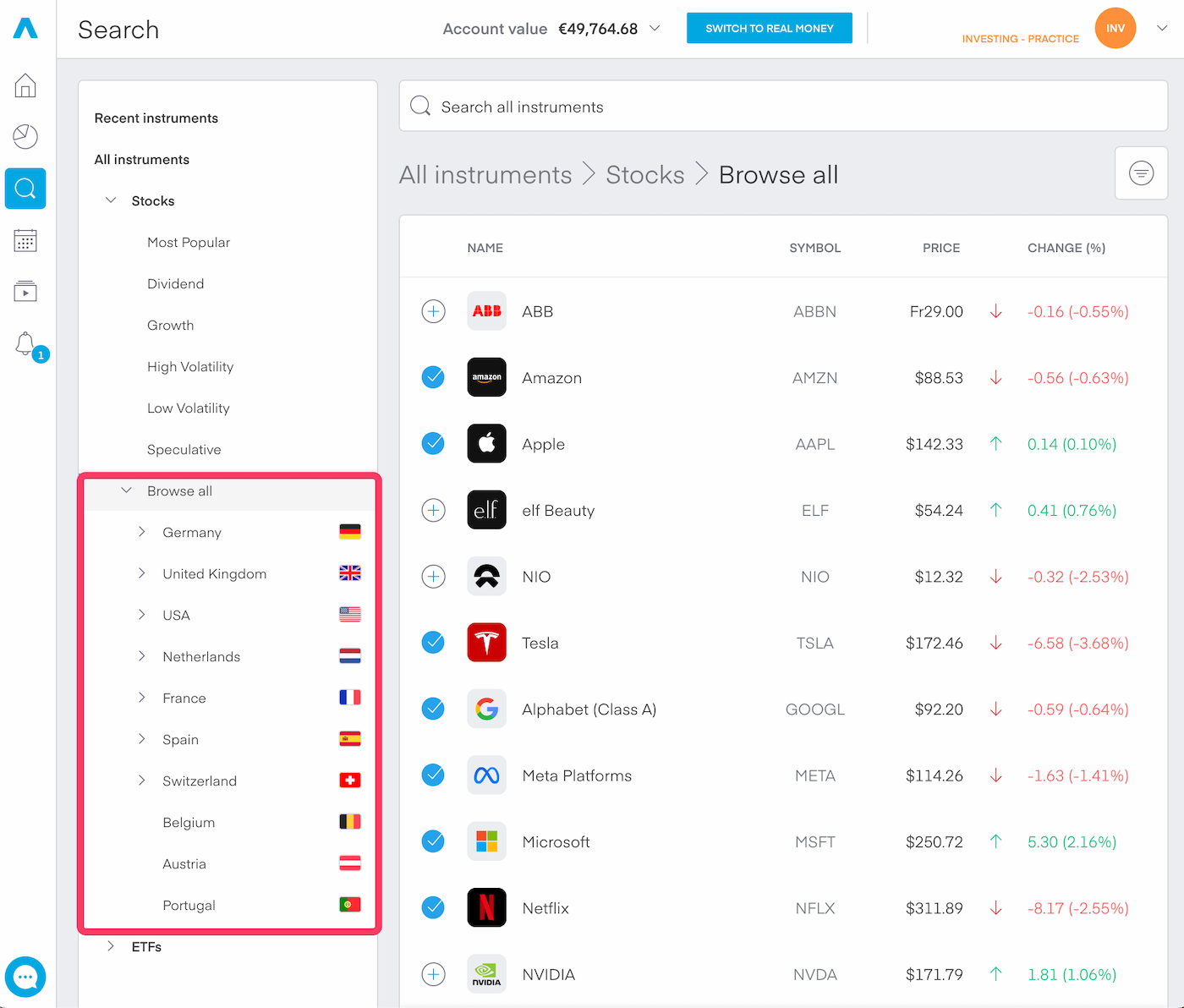 Main Trading 212 markets